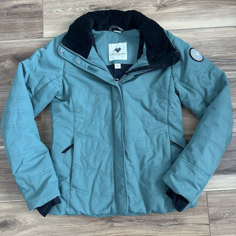 Obermeyer Tuscany II Ski Jacket Womens 4 Teal Blue Insulated Winter Coat 11130